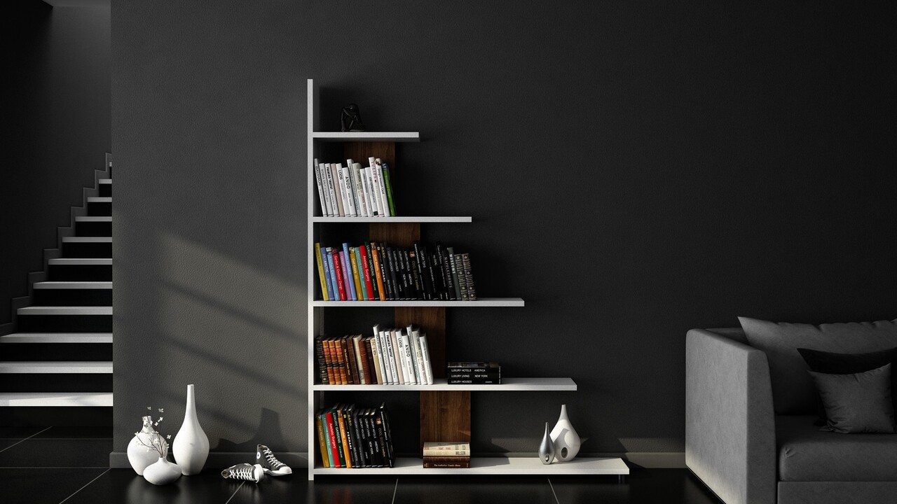 Biblioteca Reward, Moblert, 120x20x120 cm, alb/maro - imagine 4